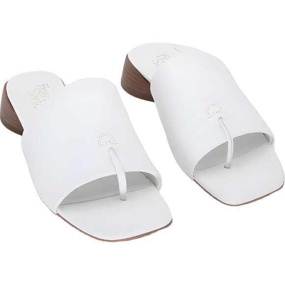 Franco Sarto Loran White Leather Slide Sandals Stacked Heel US 6.5M EU 36.5 - Picture 1 of 6